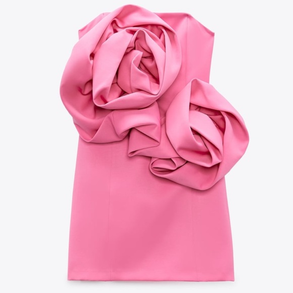 RARE ZARA VOLUMINOUS FLOWER DRESS FUCHSIA - Picture 13 of 13